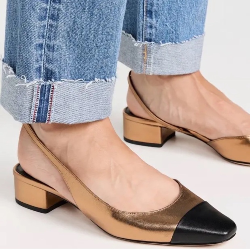 Veronica Beard Metallic Cecile Gold & Black Slingback size 9 NIB